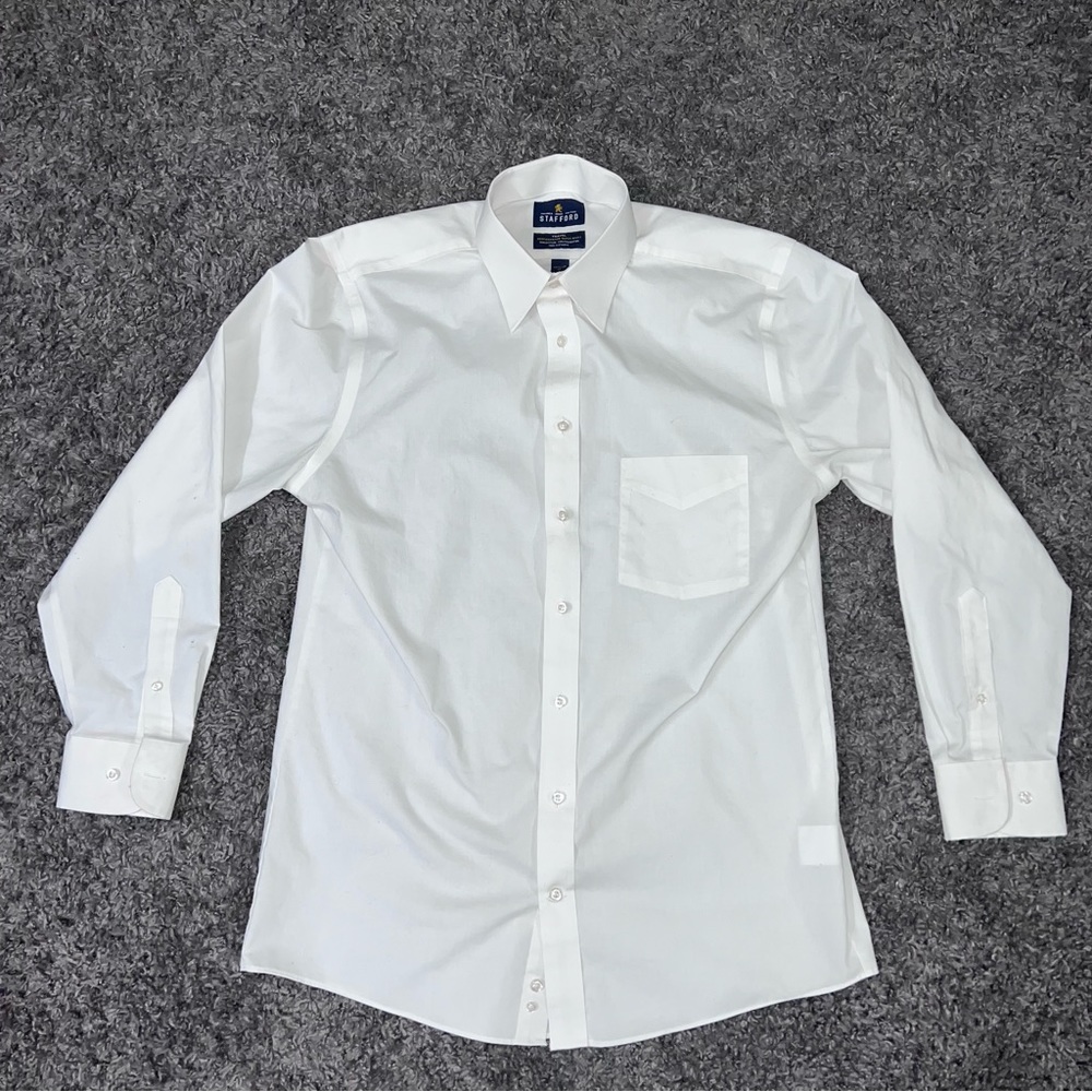 Stafford White Dress Shirt Regular Fit 15 32-33